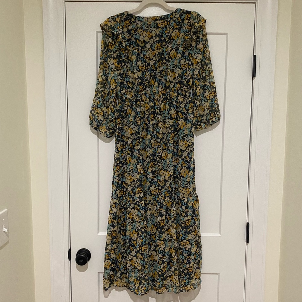 NWT Loft Floral Ruffle Midi Shirtdress - Picture 6 of 11